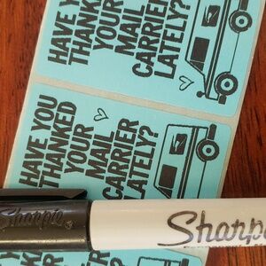 3/$15 STICKERS THANK YOUR MAIL CARRIER Blue Set of 60